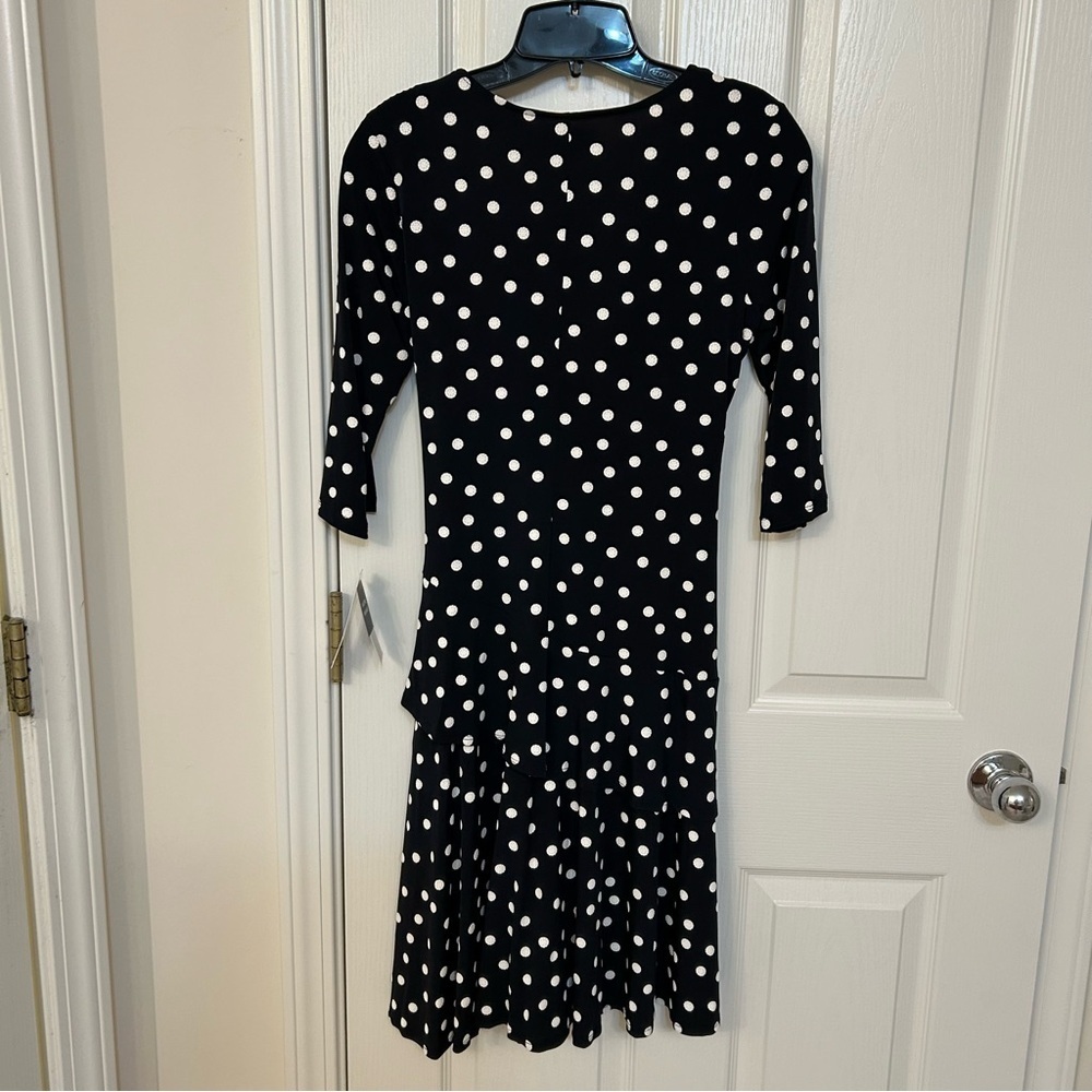 Robbie Bee Women's Polka-Dot Tiered Faux-Wrap Dress in Black/White Size PS - Picture 9 of 9